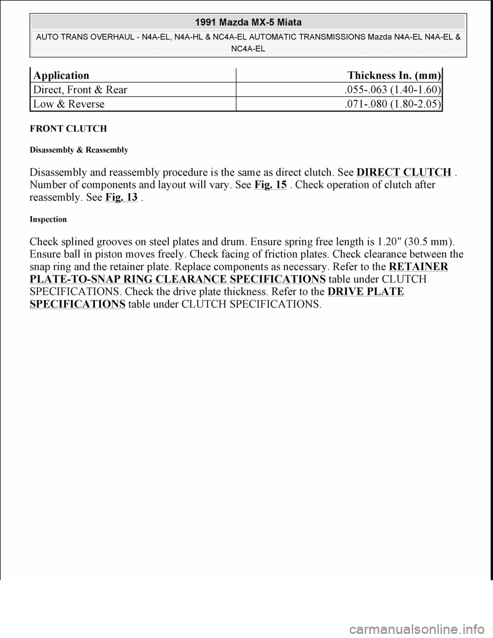 MAZDA MIATA 1991  Factory User Guide 