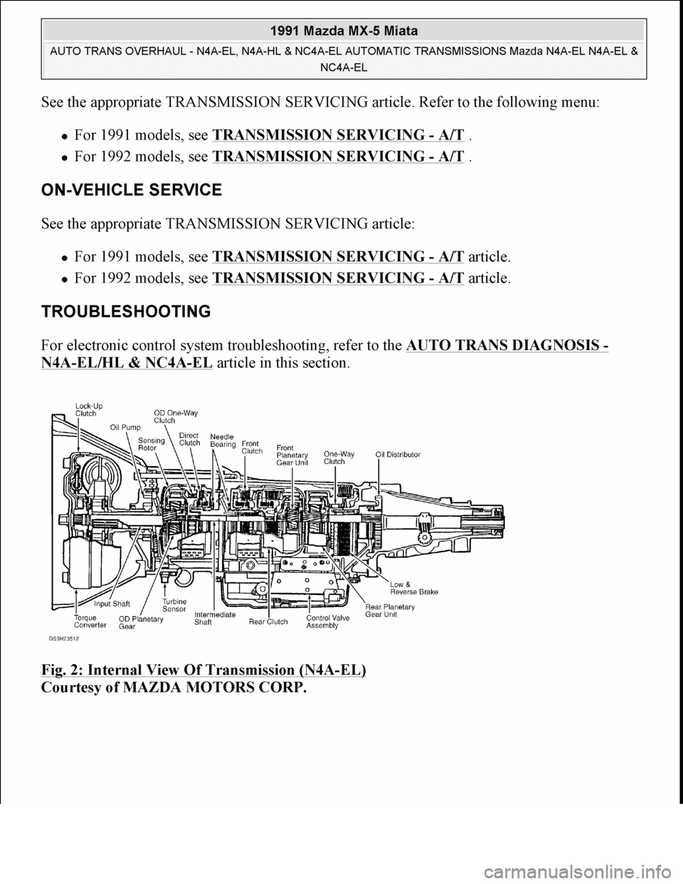 MAZDA MIATA 1991  Factory Service Manual 