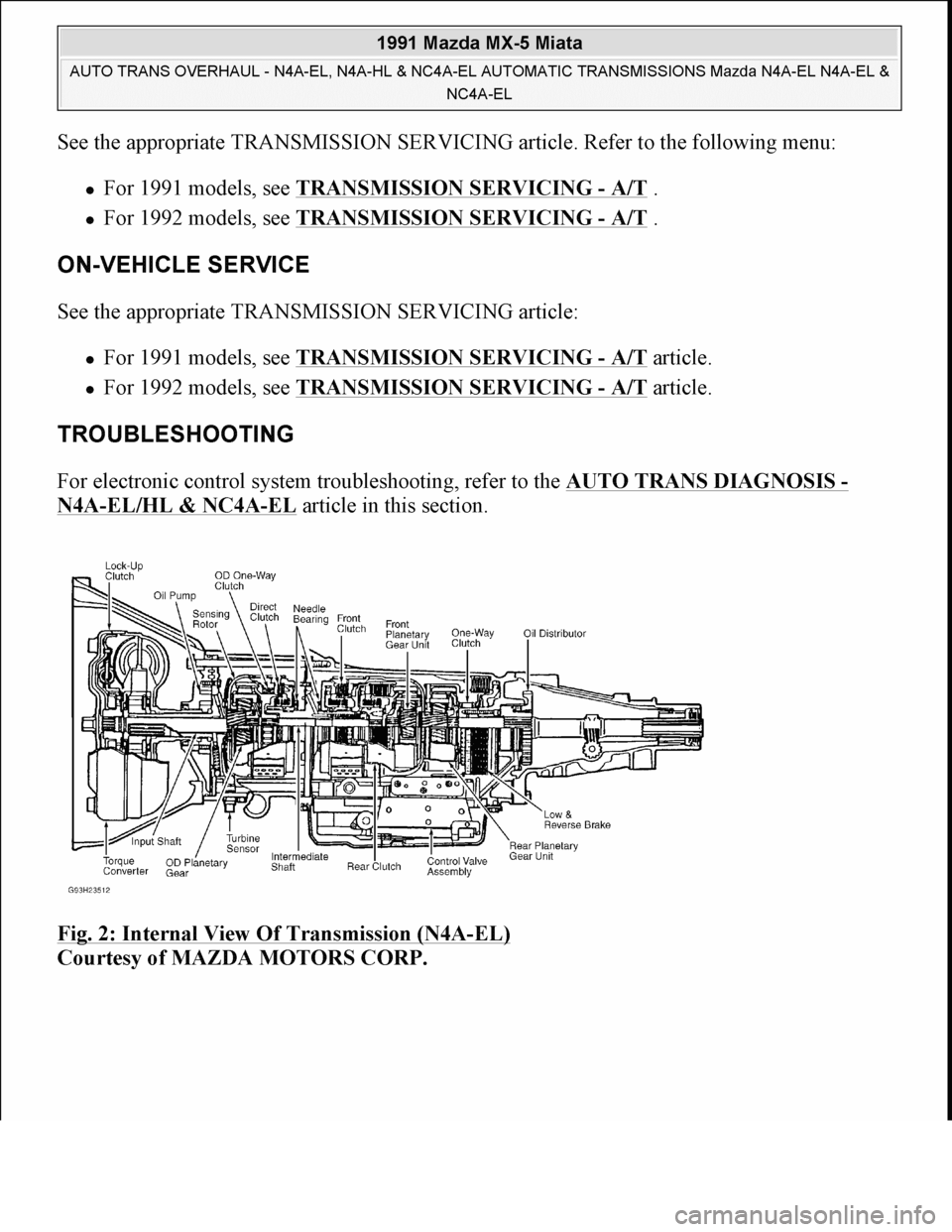 MAZDA MIATA 1991 Factory Service Manual MAZDA MIATA 1991 Factory Service Manual