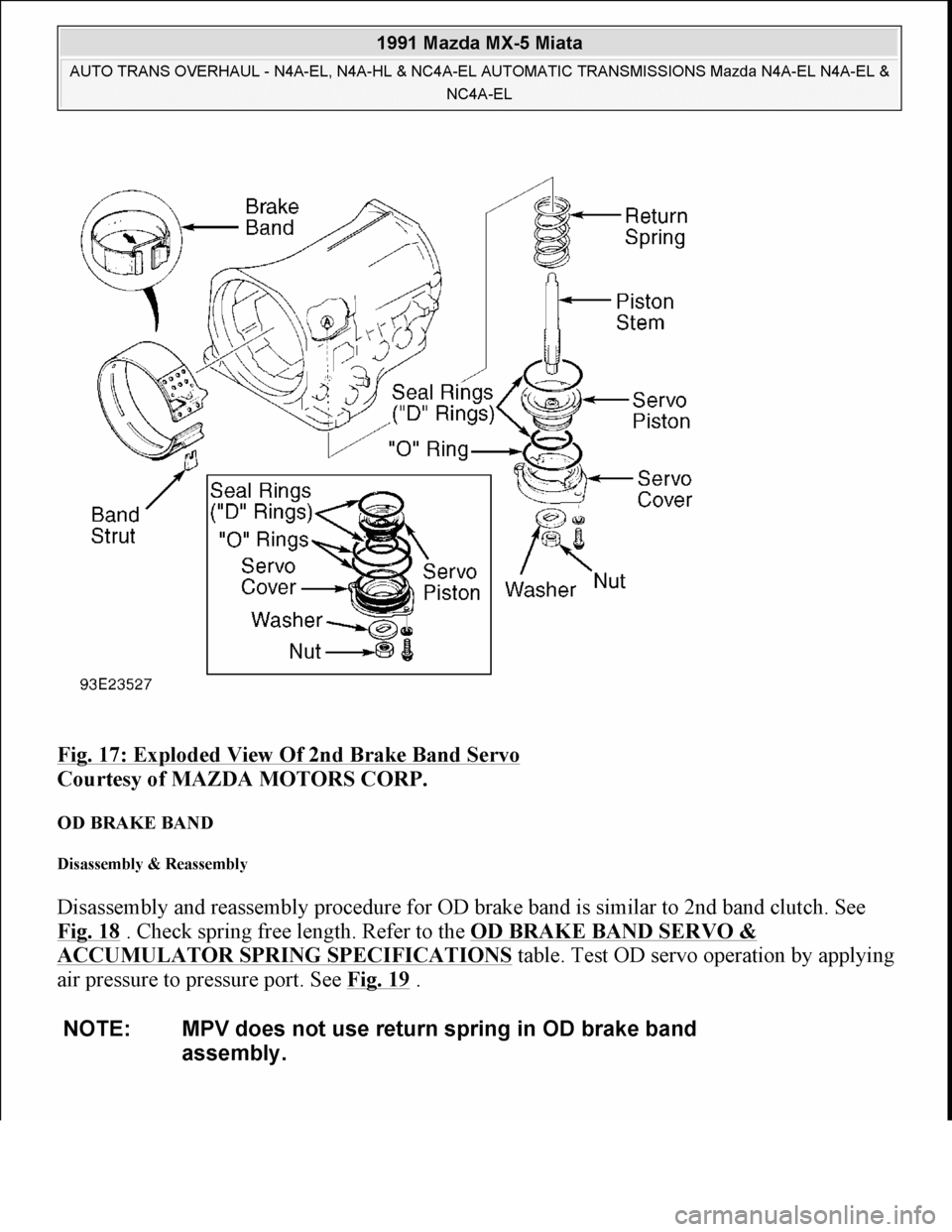 MAZDA MIATA 1991  Factory Owners Manual 