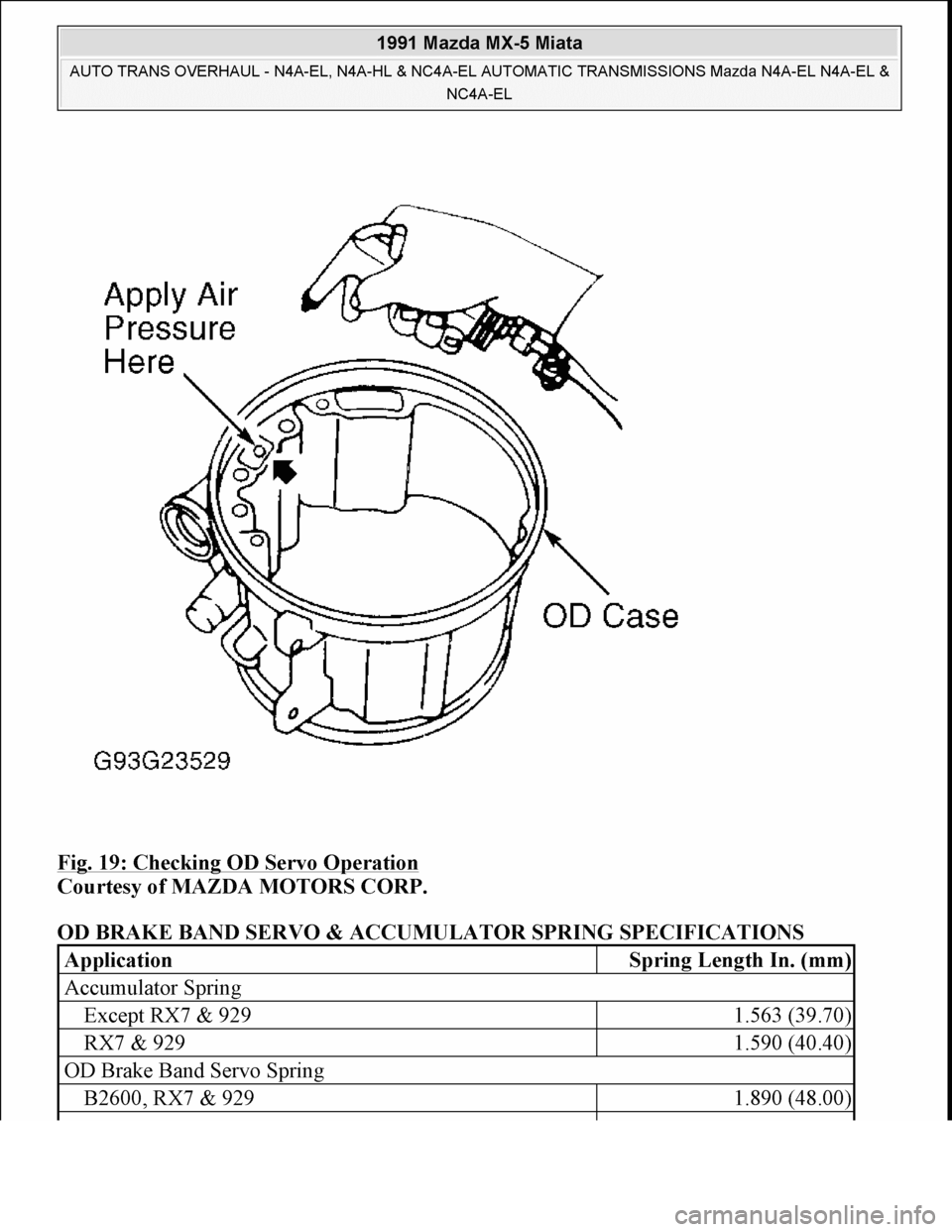 MAZDA MIATA 1991  Factory Owners Manual 