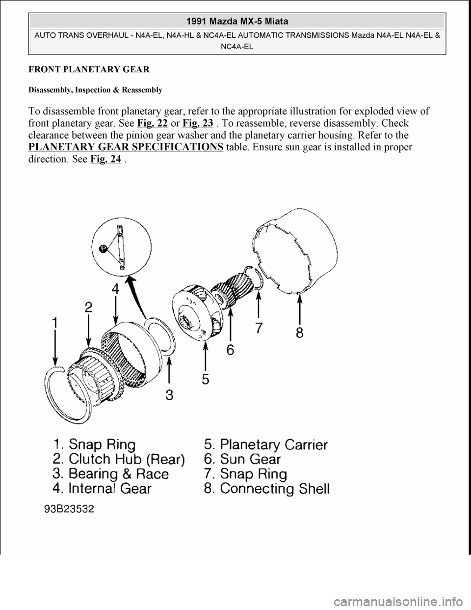 MAZDA MIATA 1991  Factory Owners Manual 