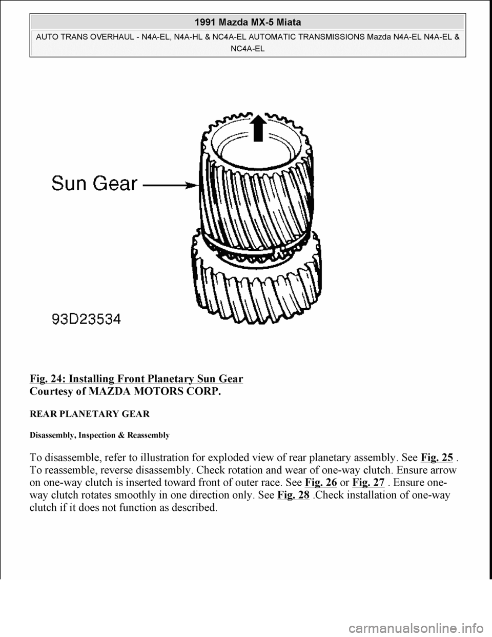 MAZDA MIATA 1991  Factory Owners Manual 