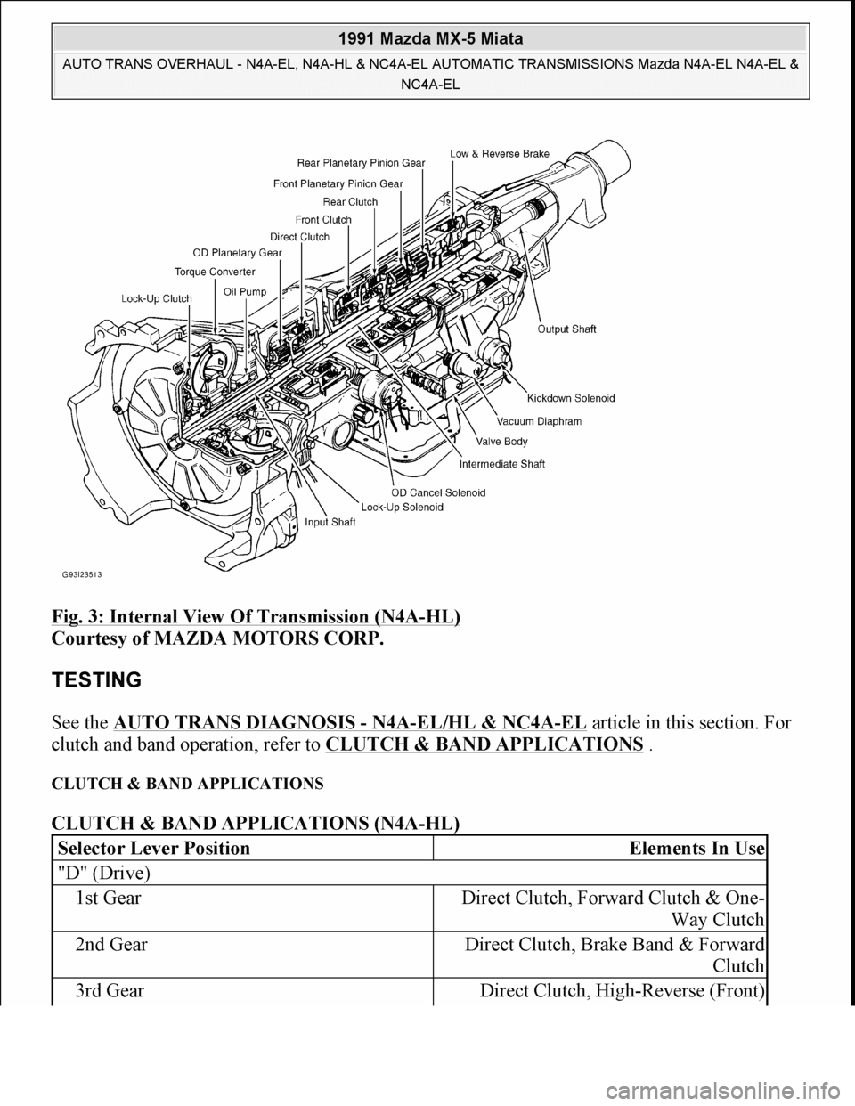 MAZDA MIATA 1991  Factory Service Manual 