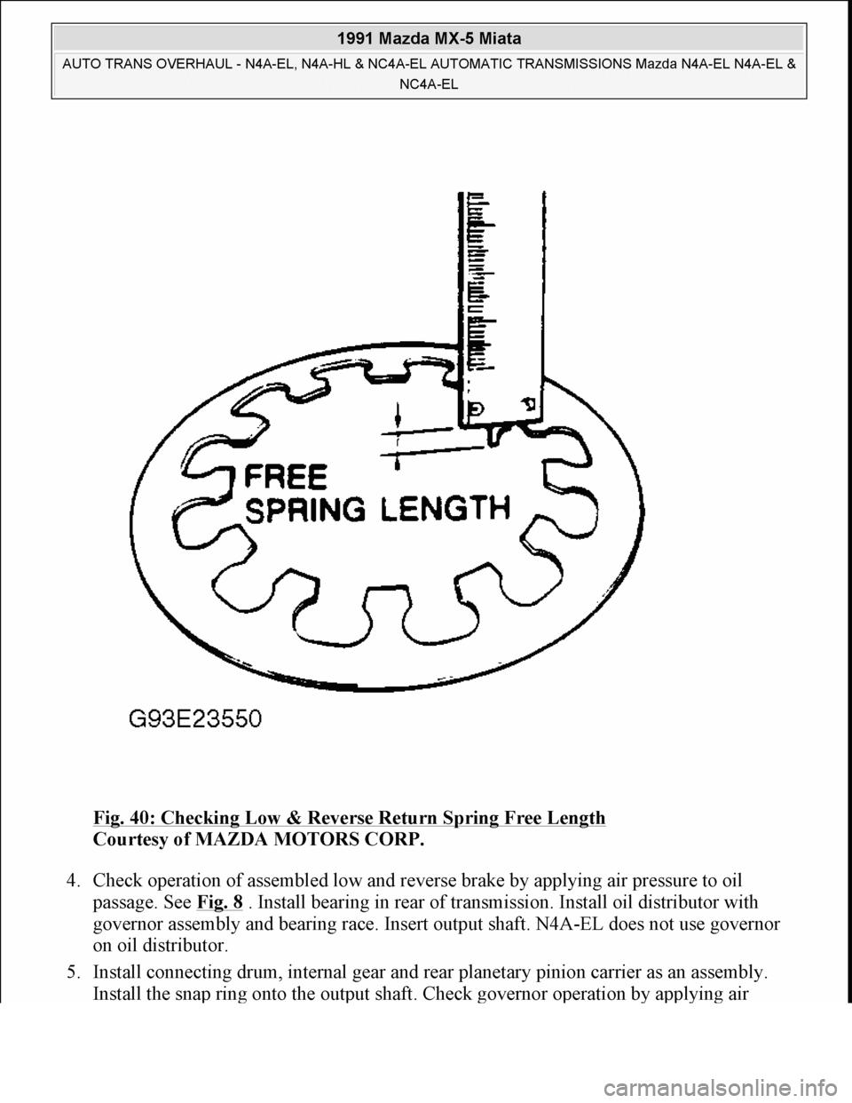 MAZDA MIATA 1991  Factory Workshop Manual 