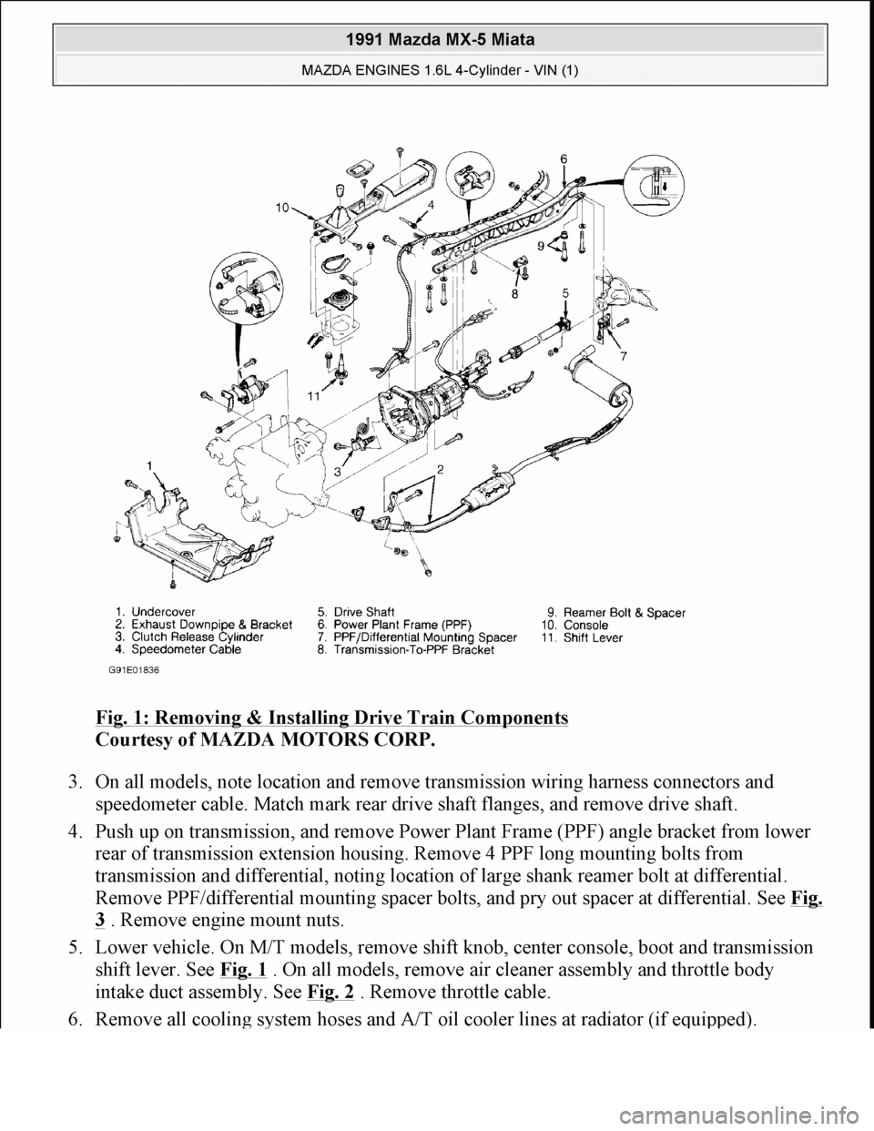 MAZDA MIATA 1991 Factory Repair Manual MAZDA MIATA 1991 Factory Repair Manual