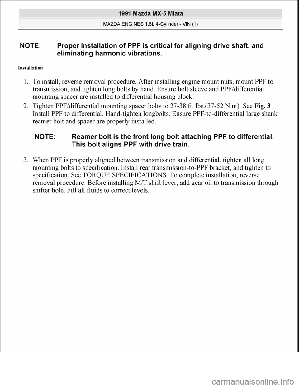 MAZDA MIATA 1991 Factory Repair Manual MAZDA MIATA 1991 Factory Repair Manual