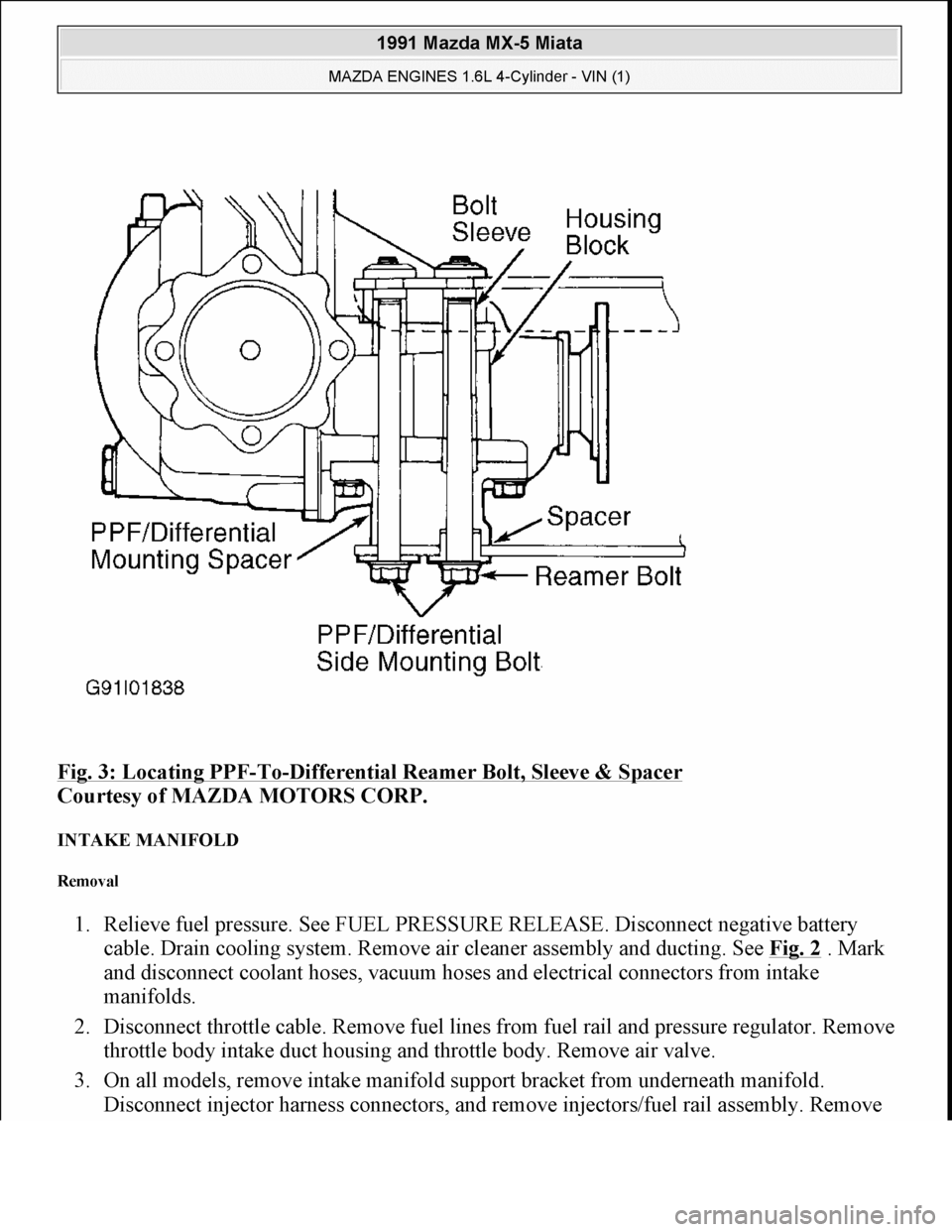 MAZDA MIATA 1991 Factory Repair Manual MAZDA MIATA 1991 Factory Repair Manual