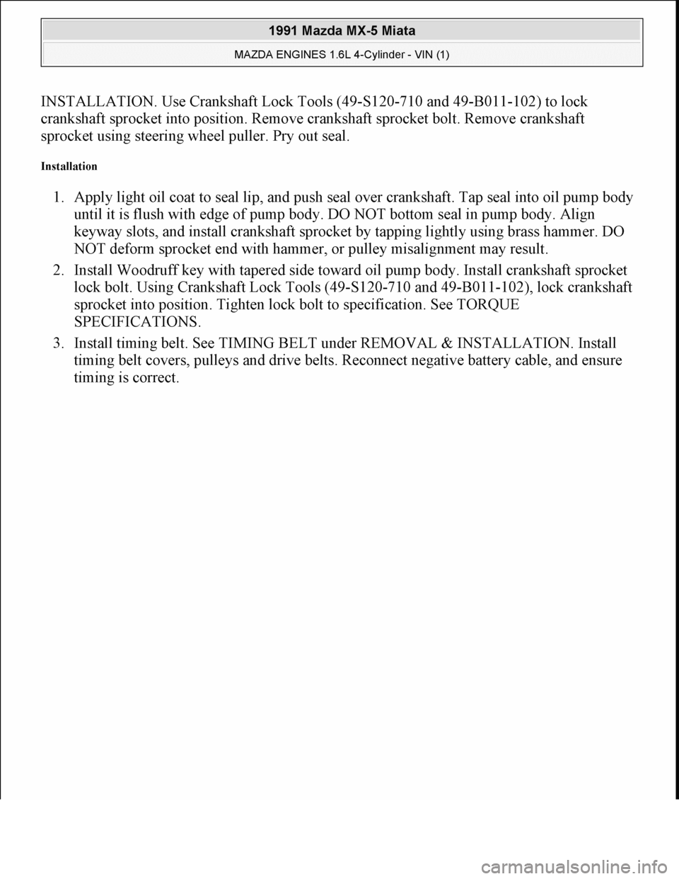 MAZDA MIATA 1991 Factory Manual PDF MAZDA MIATA 1991 Factory Manual PDF