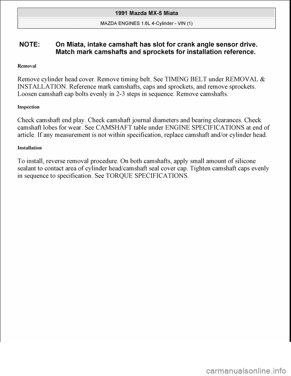 MAZDA MIATA 1991 Factory Manual PDF MAZDA MIATA 1991 Factory Manual PDF