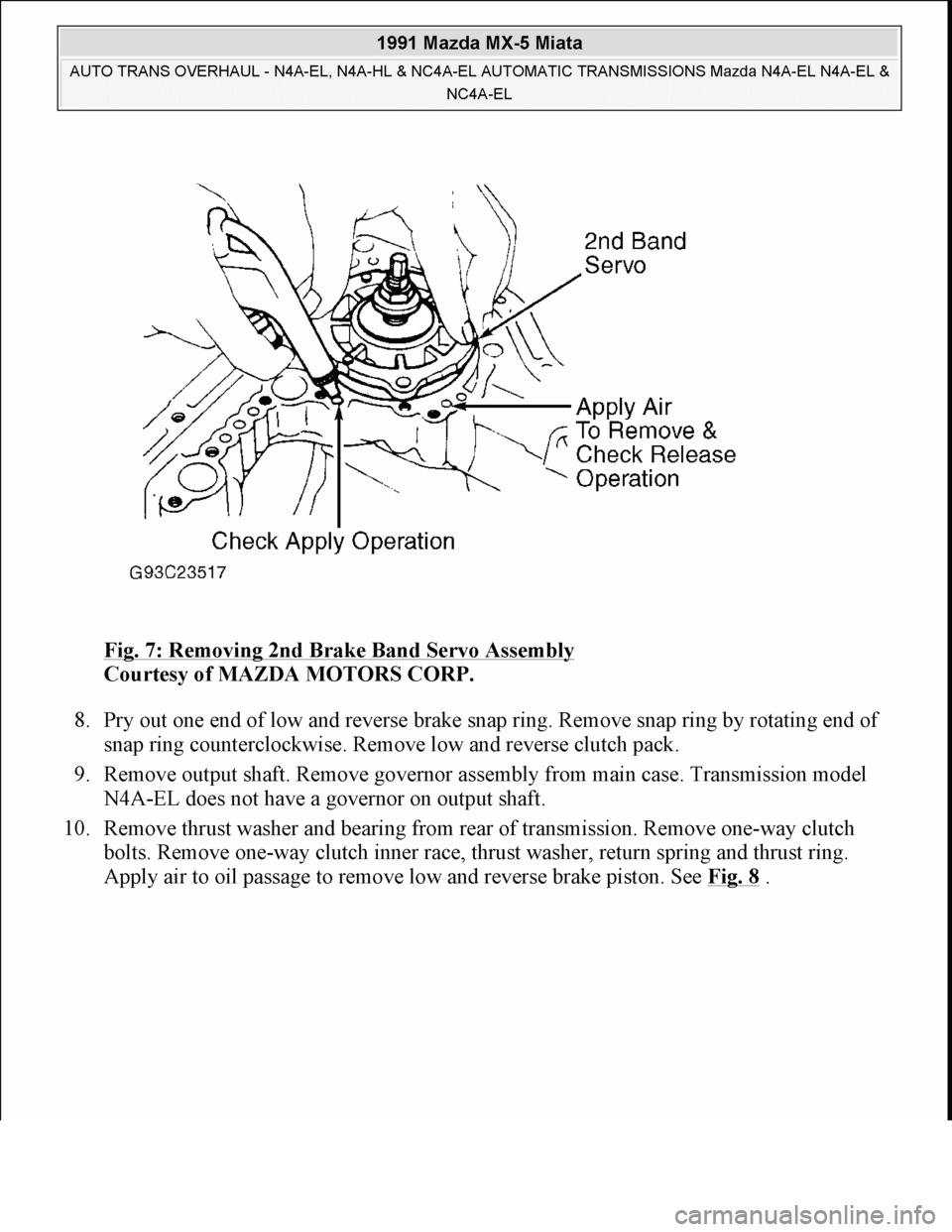 MAZDA MIATA 1991 Factory Service Manual MAZDA MIATA 1991 Factory Service Manual