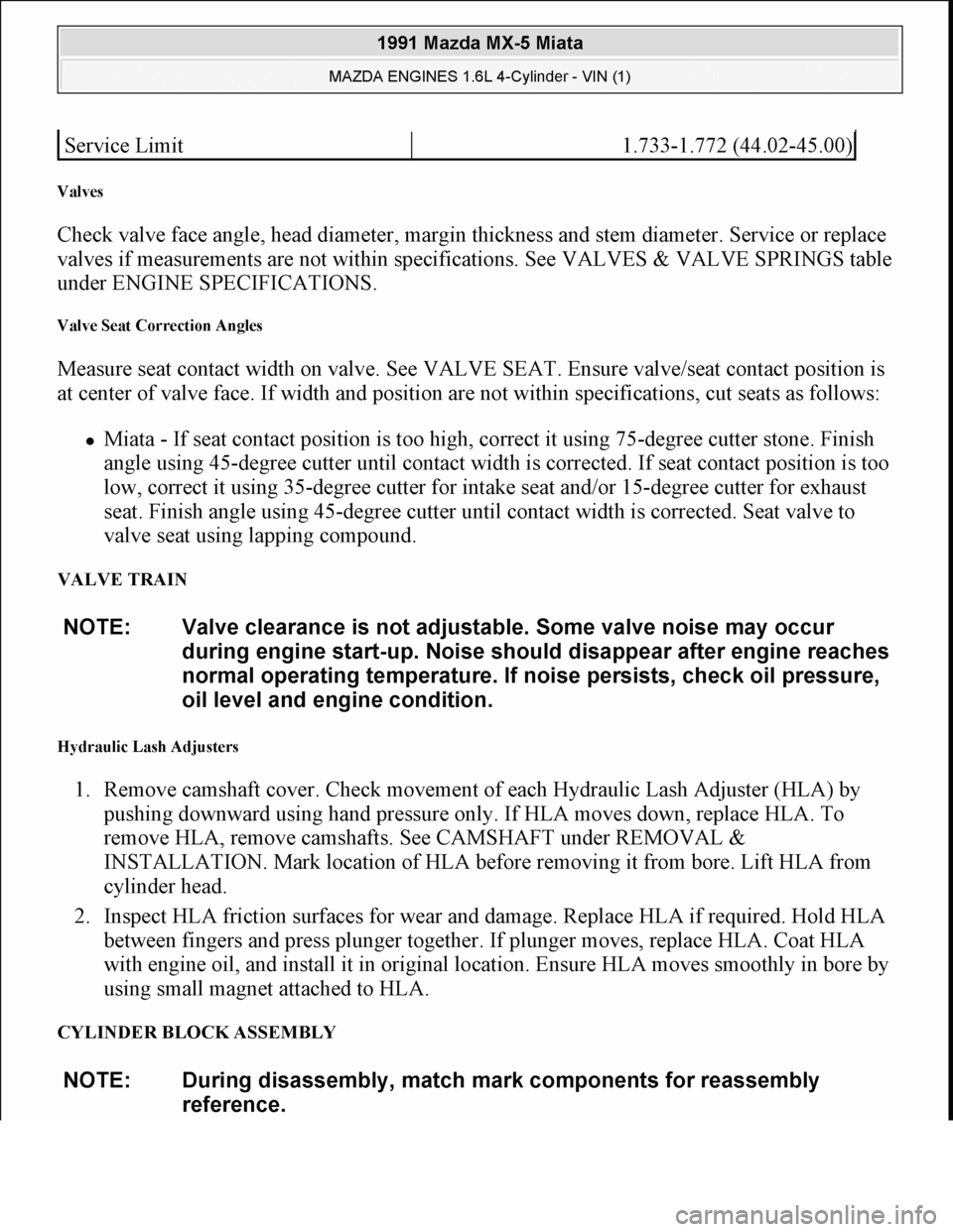 MAZDA MIATA 1991 Factory Manual Online MAZDA MIATA 1991 Factory Manual Online