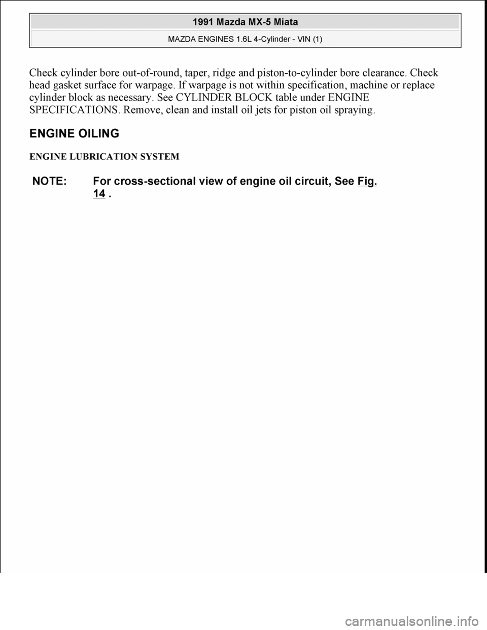 MAZDA MIATA 1991 Factory Manual Online MAZDA MIATA 1991 Factory Manual Online