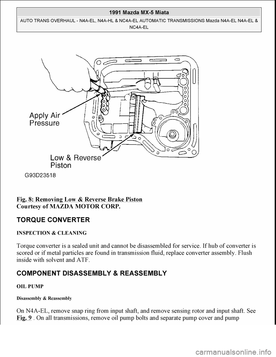 MAZDA MIATA 1991  Factory Service Manual 