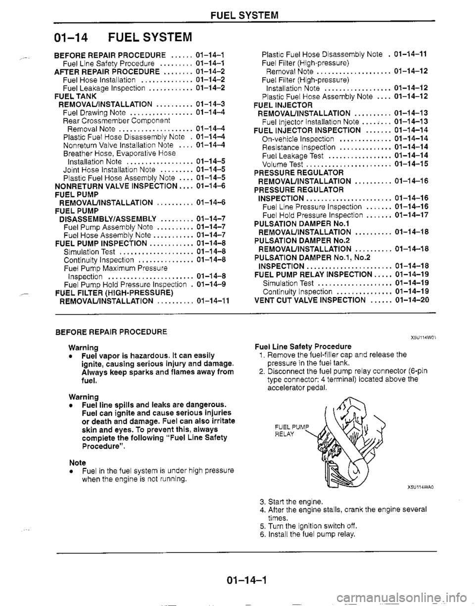 MAZDA MIATA 1999 Workshop Manual MAZDA MIATA 1999 Workshop Manual