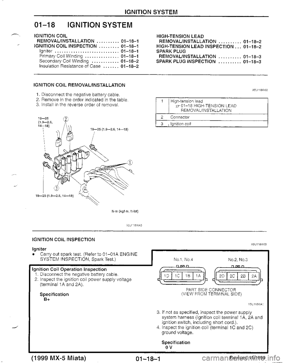 MAZDA MIATA 1999  Workshop Manual 