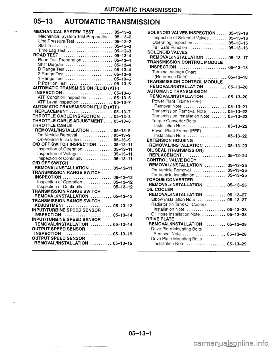 MAZDA MIATA 1999 Workshop Manual MAZDA MIATA 1999 Workshop Manual