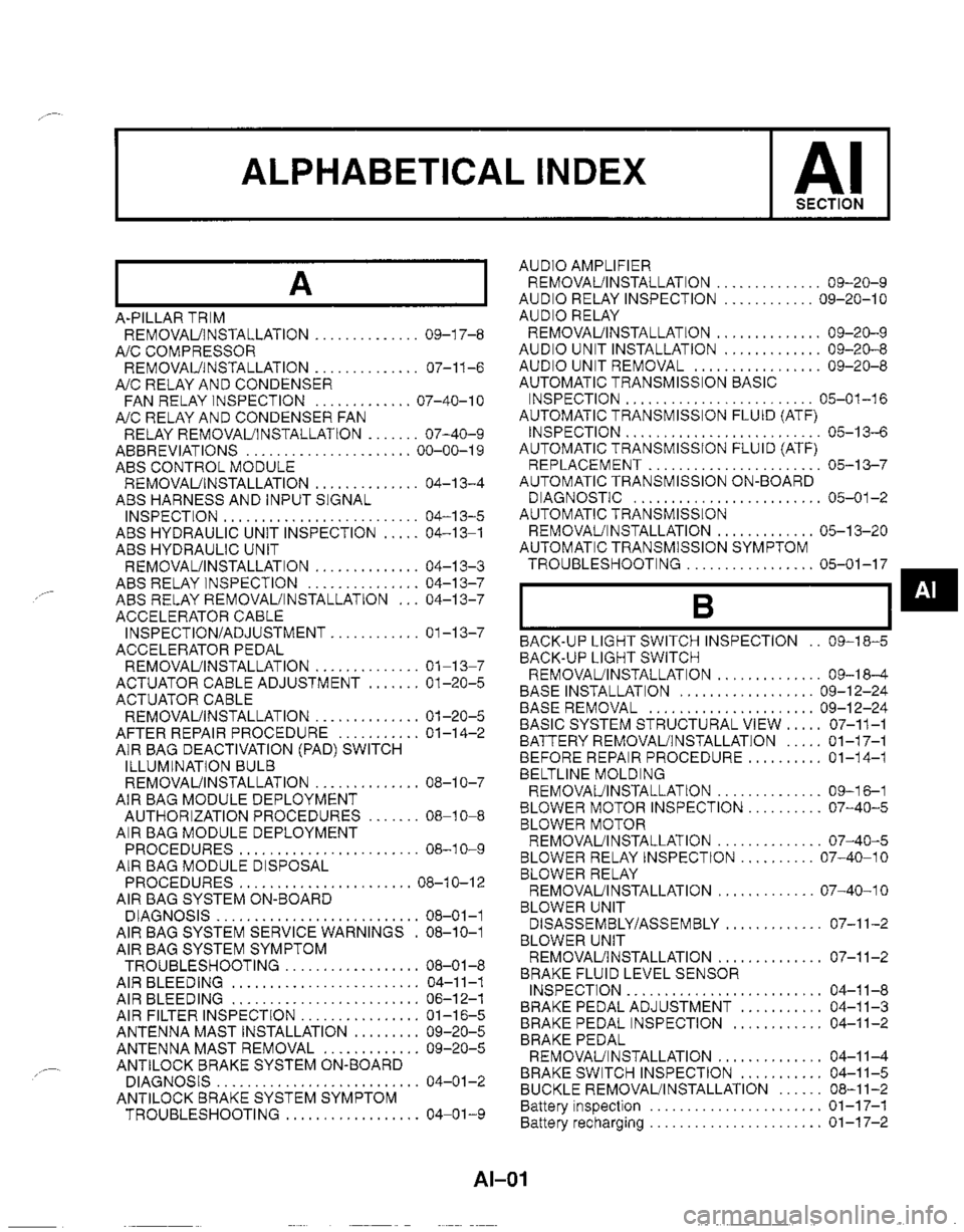 MAZDA MIATA 1999 Workshop Manual MAZDA MIATA 1999 Workshop Manual