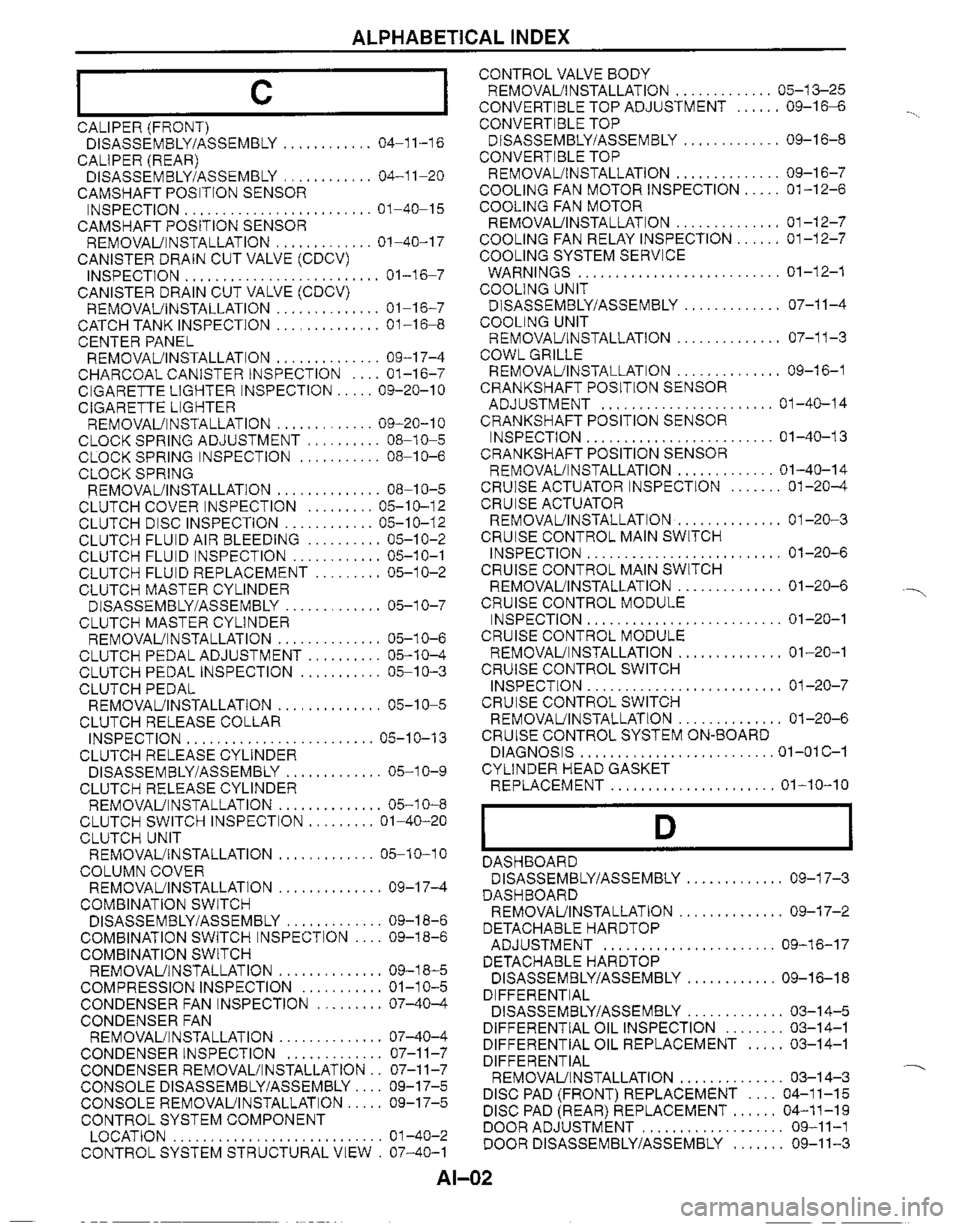 MAZDA MIATA 1999 Workshop Manual MAZDA MIATA 1999 Workshop Manual
