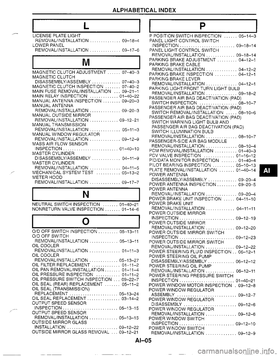 MAZDA MIATA 1999 Workshop Manual MAZDA MIATA 1999 Workshop Manual