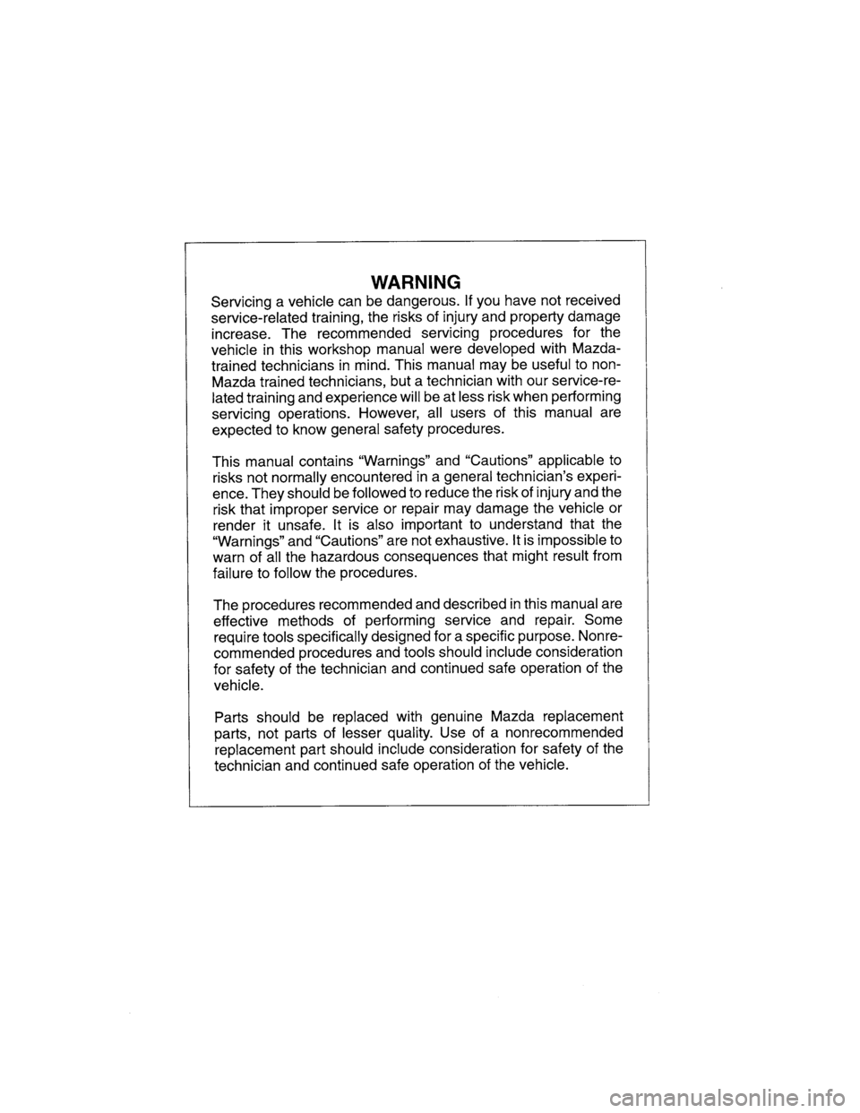 MAZDA MILLENIA 1996 Workshop Manual MAZDA MILLENIA 1996 Workshop Manual