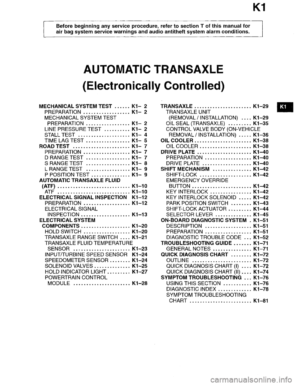 MAZDA MILLENIA 1996 Workshop Manual MAZDA MILLENIA 1996 Workshop Manual