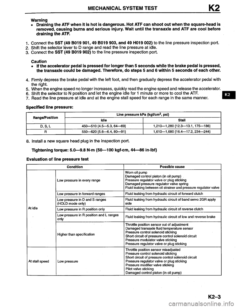 MAZDA MILLENIA 1996 Workshop Manual MAZDA MILLENIA 1996 Workshop Manual