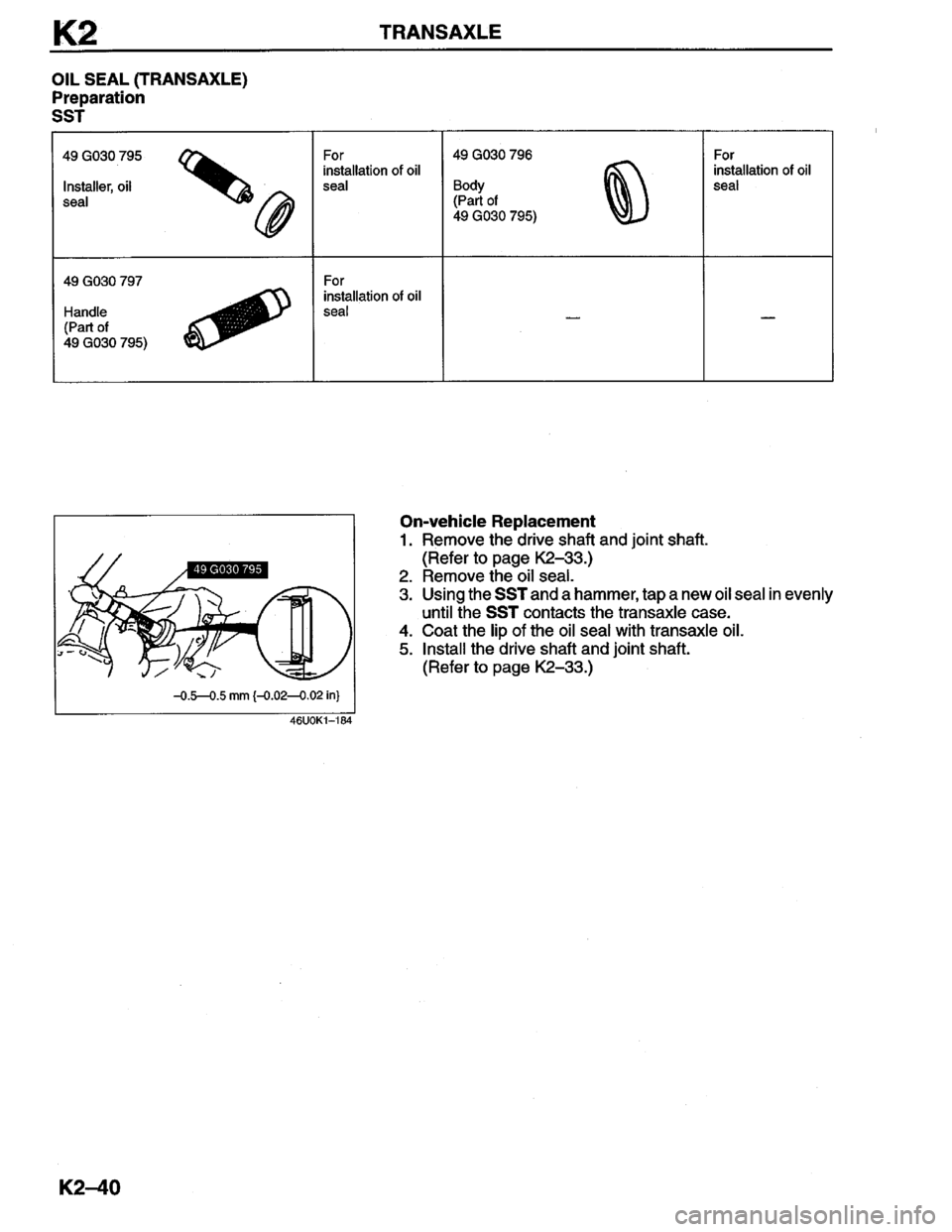 MAZDA MILLENIA 1996 Workshop Manual MAZDA MILLENIA 1996 Workshop Manual