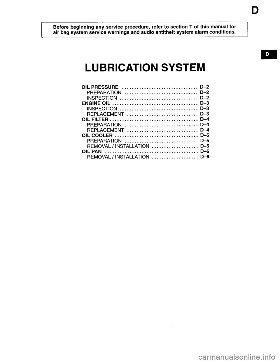 MAZDA MILLENIA 1996 Owners Manual 
