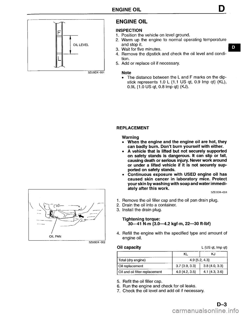 MAZDA MILLENIA 1996 Owners Manual 
