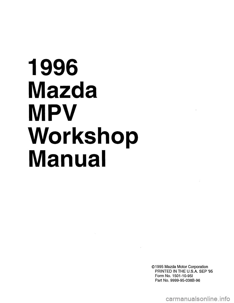 MAZDA MPV 1996  Workshop Manual 