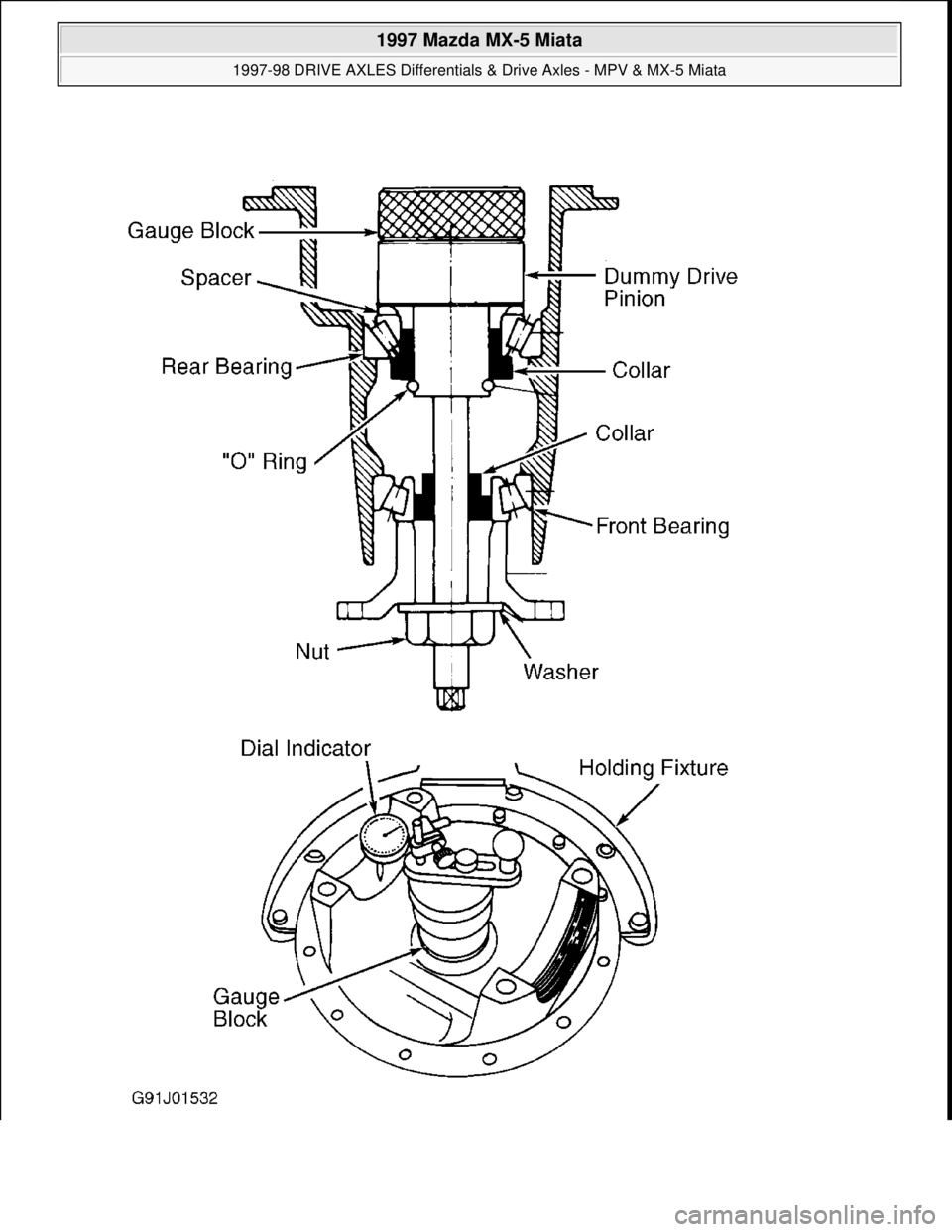 MAZDA MX-5 1997 Factory Repair Manual
1997 Mazda MX-5 Miata
1997-98 DRIVE AXLES Differentials & Drive Axles - MPV & MX-5 Miata
Microsoft
Sunday, July 05, 2009 1:52:42 PMPage 19 © 2005 Mitchell Repair Information Company, LLC. MAZDA MX-5 1997 Factory Repair Manual
1997 Mazda MX-5 Miata
1997-98 DRIVE AXLES Differentials & Drive Axles - MPV & MX-5 Miata
Microsoft
Sunday, July 05, 2009 1:52:42 PMPage 19 © 2005 Mitchell Repair Information Company, LLC.