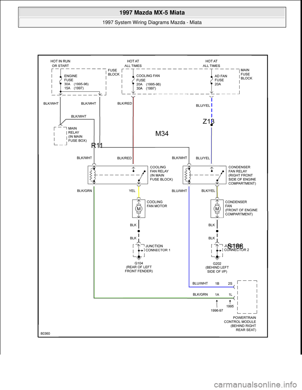 MAZDA MX-5 1997  Factory Repair Manual  
1997 Mazda MX-5 Miata 
1997 System Wiring Diagrams Mazda - Miata  
Microsoft  
Sunday, July 05, 2009 1:31:52 PMPage 10 © 2005 Mitchell Repair Information Company, LLC.  