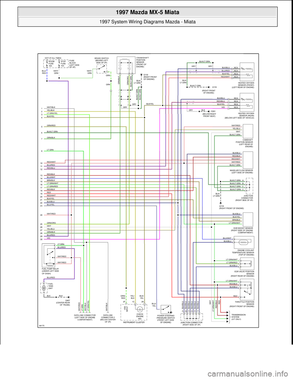 MAZDA MX-5 1997  Factory Repair Manual  
1997 Mazda MX-5 Miata 
1997 System Wiring Diagrams Mazda - Miata  
Microsoft  
Sunday, July 05, 2009 1:31:52 PMPage 18 © 2005 Mitchell Repair Information Company, LLC.  