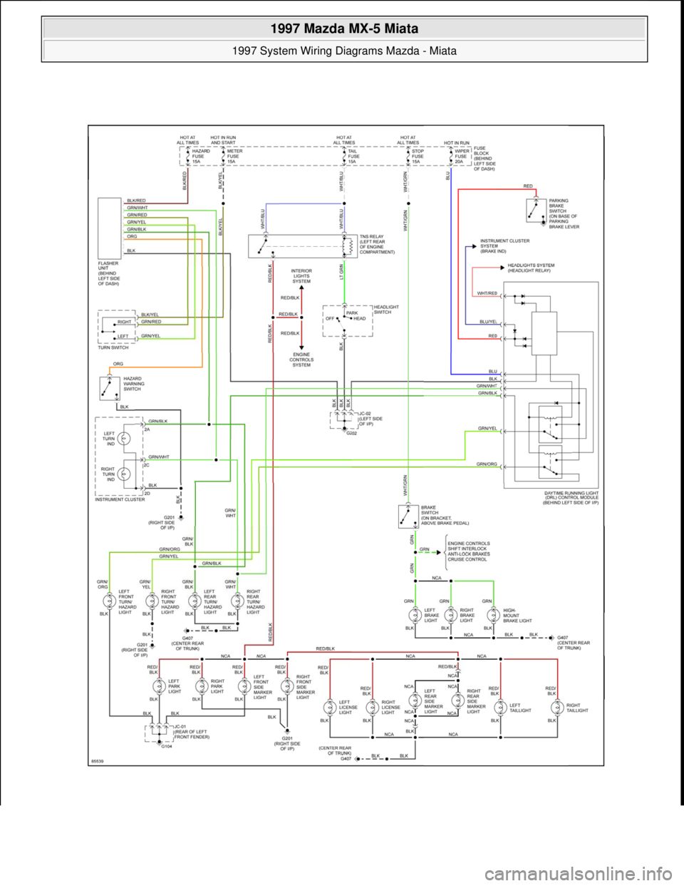 MAZDA MX-5 1997  Factory Repair Manual  
1997 Mazda MX-5 Miata 
1997 System Wiring Diagrams Mazda - Miata  
Microsoft  
Sunday, July 05, 2009 1:31:52 PMPage 22 © 2005 Mitchell Repair Information Company, LLC.  