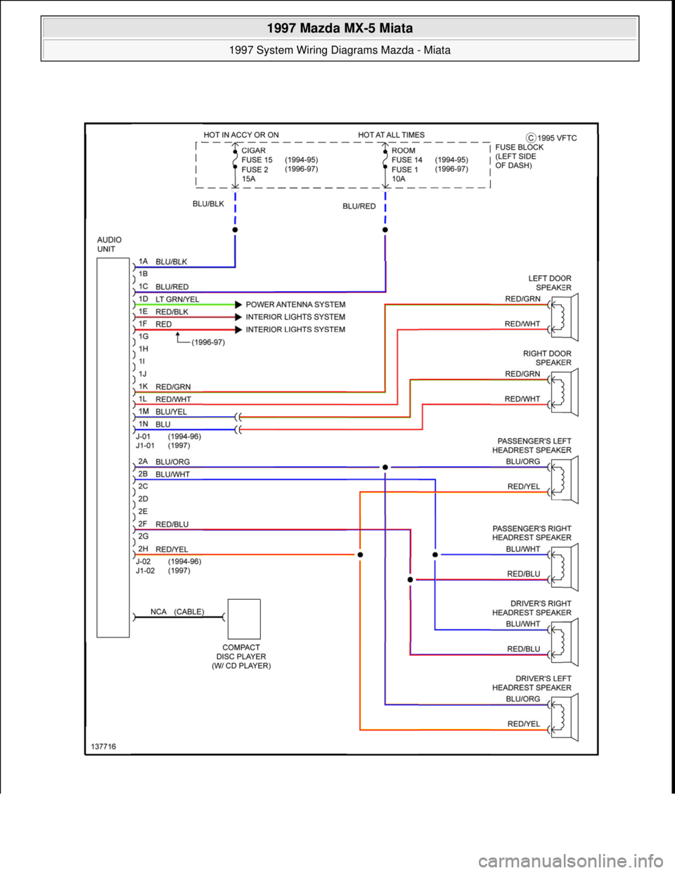 MAZDA MX-5 1997  Factory Repair Manual  
1997 Mazda MX-5 Miata 
1997 System Wiring Diagrams Mazda - Miata  
Microsoft  
Sunday, July 05, 2009 1:31:52 PMPage 46 © 2005 Mitchell Repair Information Company, LLC.  