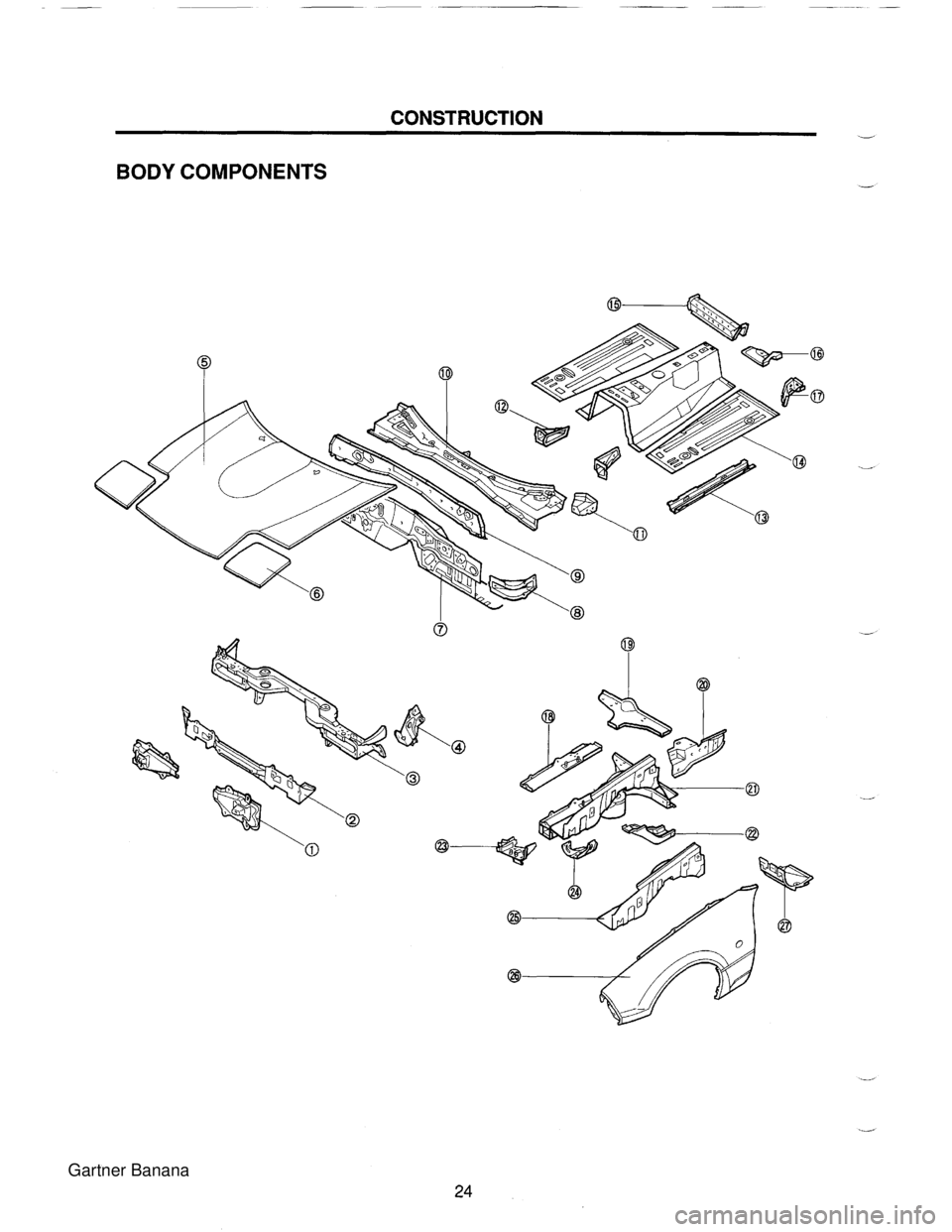 MAZDA MX-5 1994  Workshop Manual CONSTRUCTION d BODY COMPONENTS -   Gartner Banana  