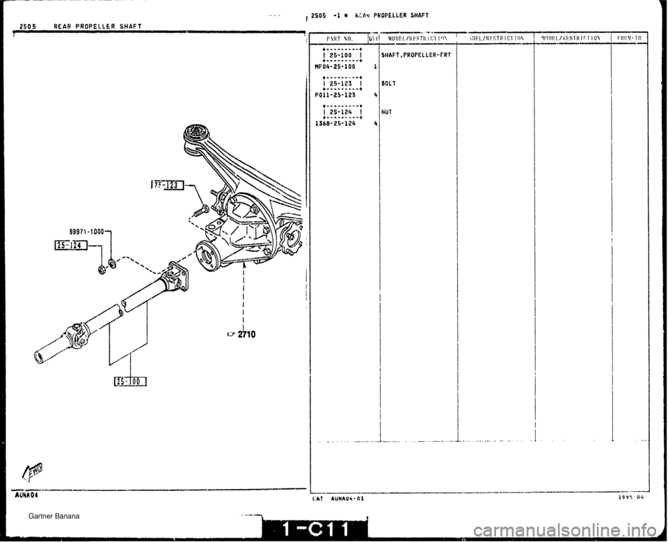 MAZDA MX-5 1994  Workshop Manual .. - . t 2505 -1 i kChu PROPELLER SHAFT 250 5 REAR PROPELLER SHAFT   Gartner Banana  