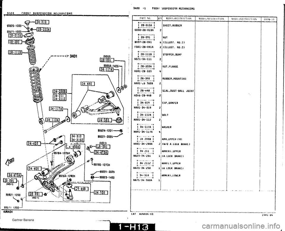 MAZDA MX-5 1994  Workshop Manual STOPPER, BUHP   Gartner Banana  