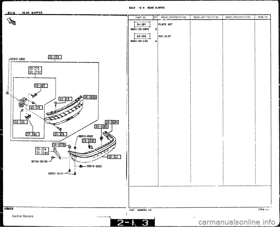 MAZDA MX-5 1994  Workshop Manual 1 5010 -2 U REAR BUHPEk LATE SE1 IUT ,CLIP   Gartner Banana  
