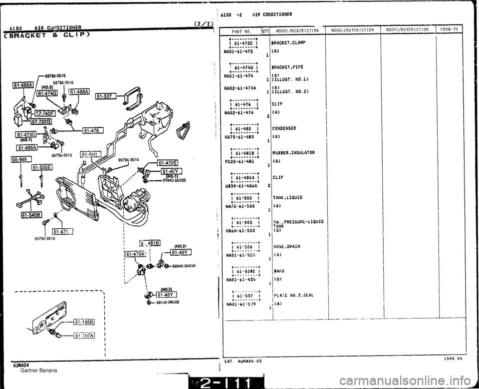 MAZDA MX-5 1994 Workshop Manual I j 6130 -2 &IR CONDITIONER PART SO. 10~1 BRACKET ,PIPE RUBBER INSULATOR (A) SW. ,PRESSUNE-LIQUID TANK (0) Gartner Banana MAZDA MX-5 1994 Workshop Manual I j 6130 -2 &IR CONDITIONER PART SO. 10~1 BRACKET ,PIPE RUBBER INSULATOR (A) SW. ,PRESSUNE-LIQUID TANK (0) Gartner Banana