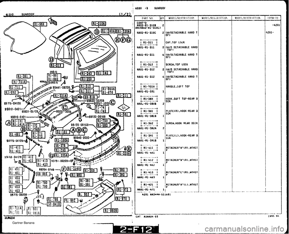 MAZDA MX-5 1994  Workshop Manual (k/O UETACtIABLE HARD TOP I SCWEY, TOP LOCK   Gartner Banana  
