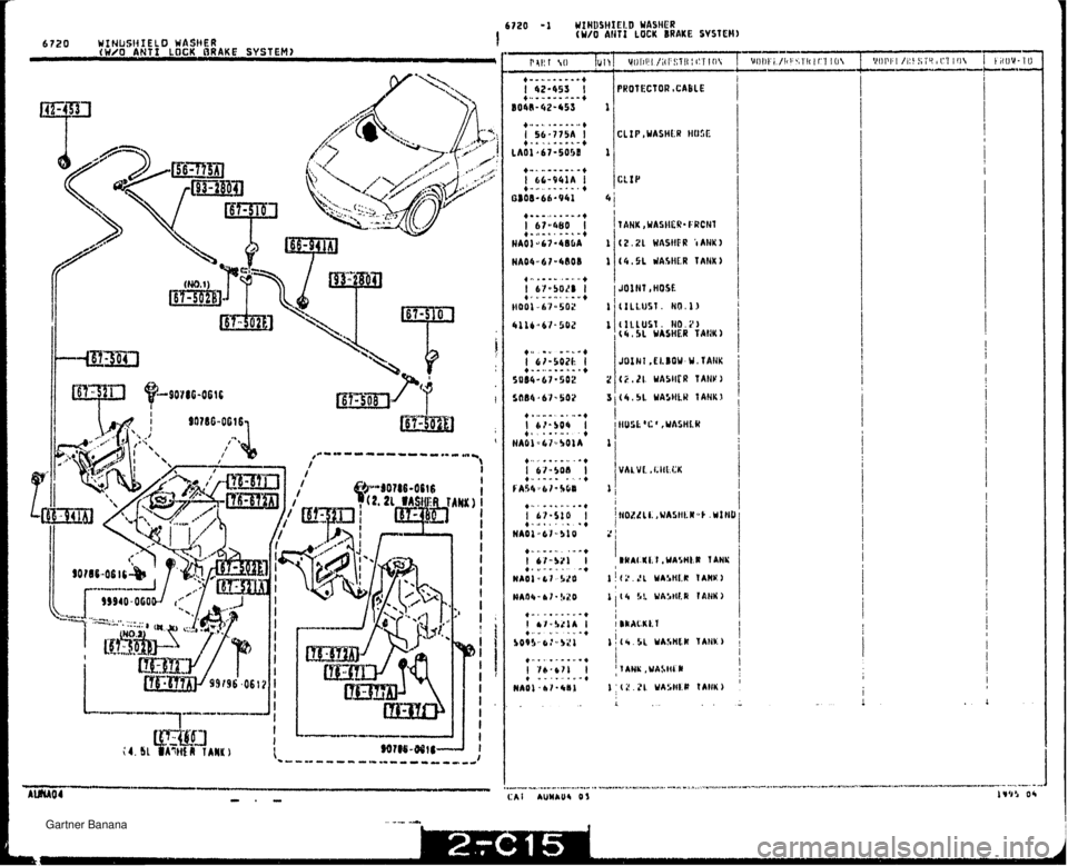 MAZDA MX-5 1994  Workshop Manual YtHDOHfELD WASHER (W/O At471 LOCK BRAKE SVSTEN) WIH~JSIIIELO WASHER I 1 O twoawl L~~KBRMESYSTEM) PRO1 ECTOR ,CABLE CLIP , UASHLR H05E   Gartner Banana  