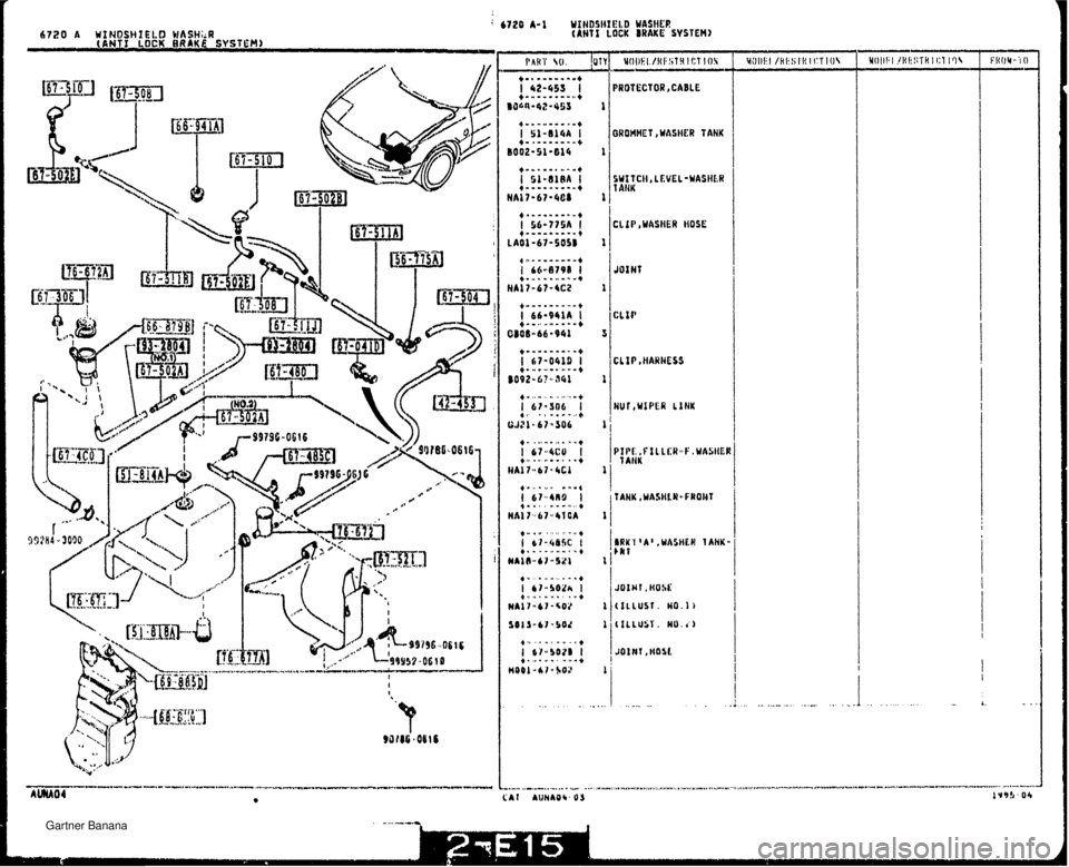 MAZDA MX-5 1994  Workshop Manual 6720 A Wf HDSHIELQ WASHLR 06% BRAKE SYSTEM) PROTECTOR ,CABLE ClIP,YASHER HOSE   Gartner Banana  
