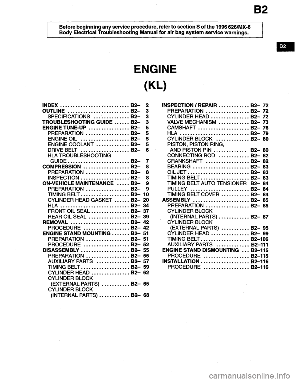 MAZDA MX-6 1996 Workshop Manual MAZDA MX-6 1996 Workshop Manual