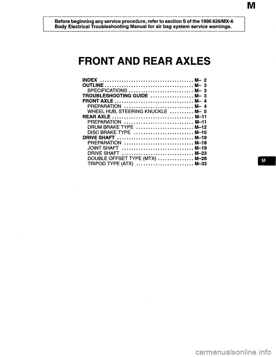 MAZDA MX-6 1996 Workshop Manual MAZDA MX-6 1996 Workshop Manual