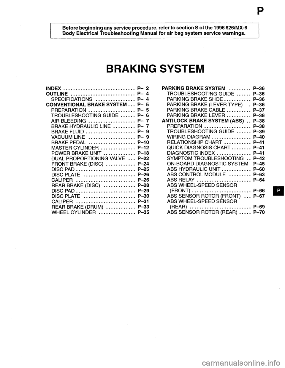 MAZDA MX-6 1996 Workshop Manual MAZDA MX-6 1996 Workshop Manual
