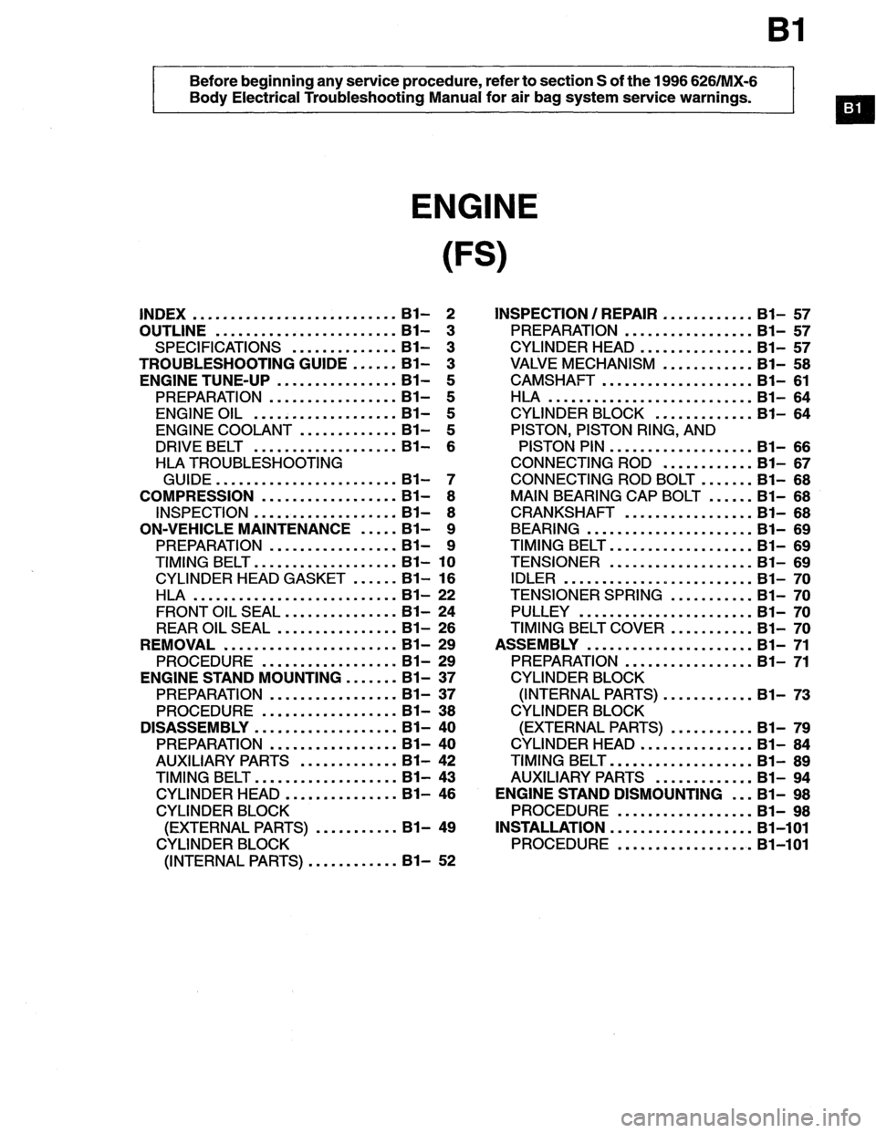 MAZDA MX-6 1996 Owners Manual MAZDA MX-6 1996 Owners Manual