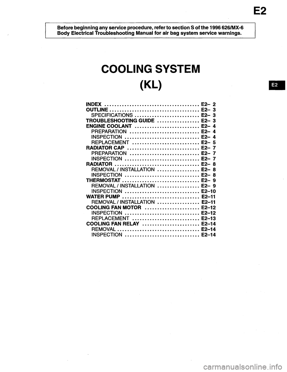 MAZDA MX-6 1996 Workshop Manual MAZDA MX-6 1996 Workshop Manual