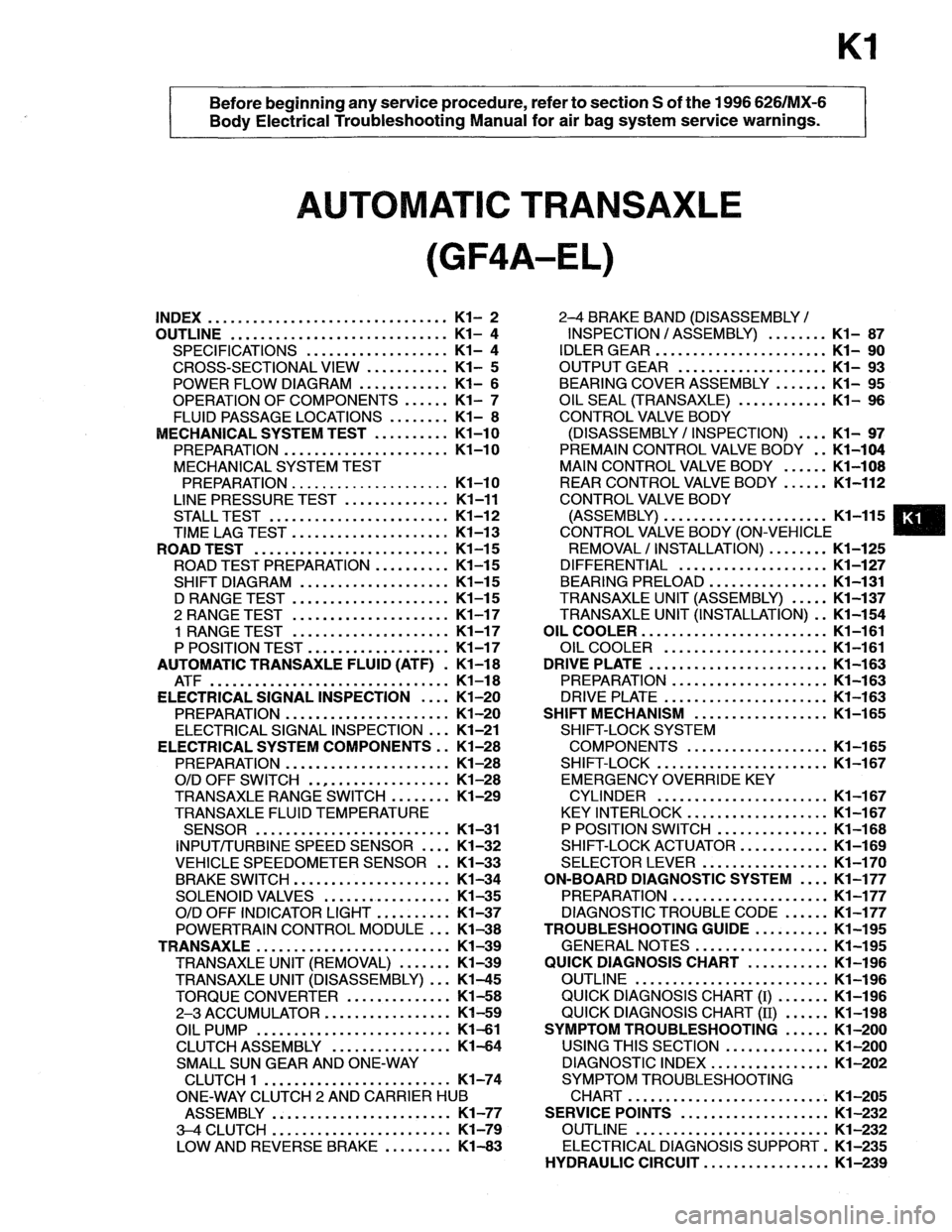 MAZDA MX-6 1996  Workshop Manual 